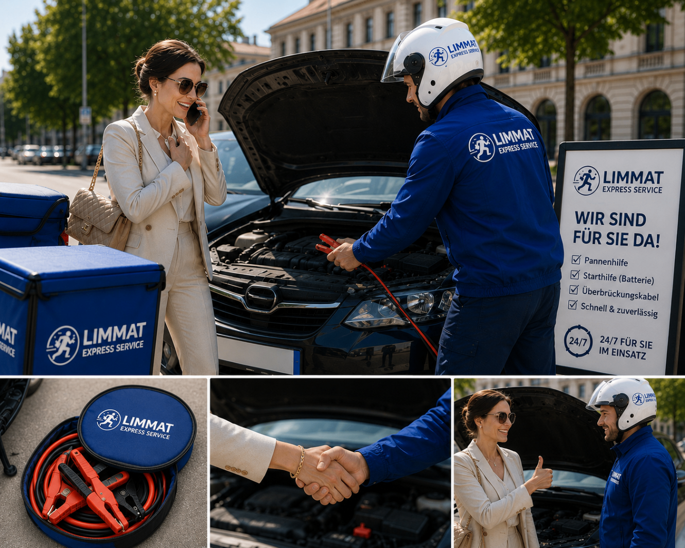 Limmat Express leistet Starthilfe bei einer Autopanne.